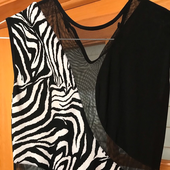 Black and white with net evening /latin dance strechy dress - Picture 4 of 8